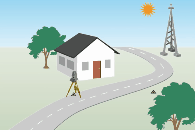 在兩個測站采集同一立面影像數據 在兩個測站采集同一立面影像數據